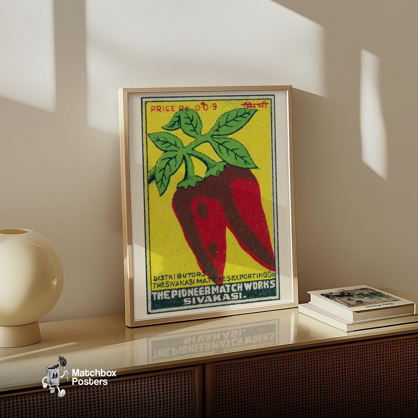 Red Chili Peppers - vintage matchbox label print - size comparison