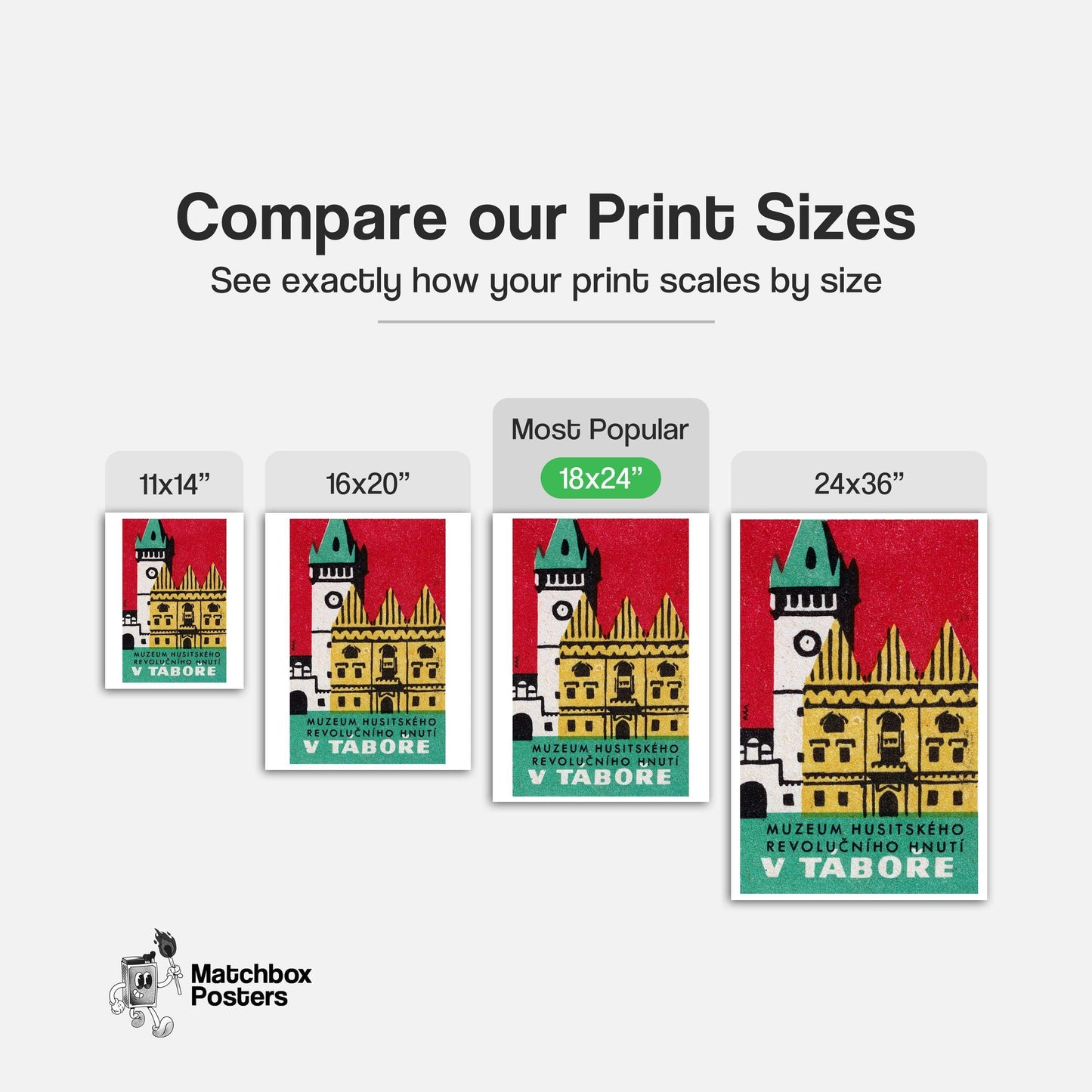 Historical Building Clock Tower - vintage matchbox label print - gallery wall preview