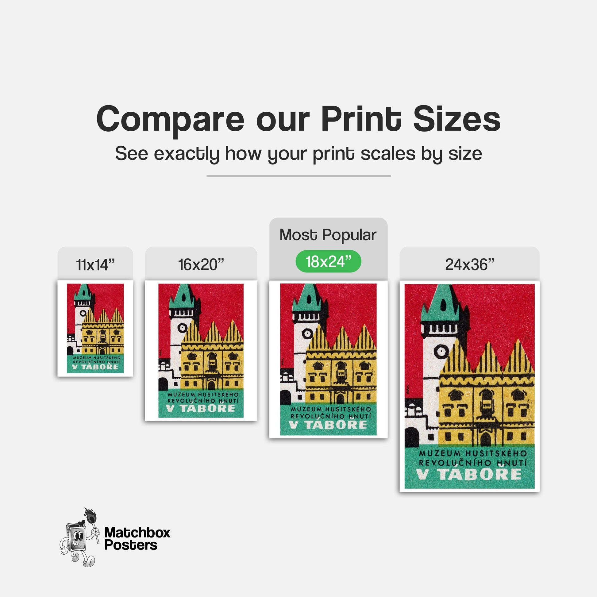 Historical Building Clock Tower - vintage matchbox label print - gallery wall preview