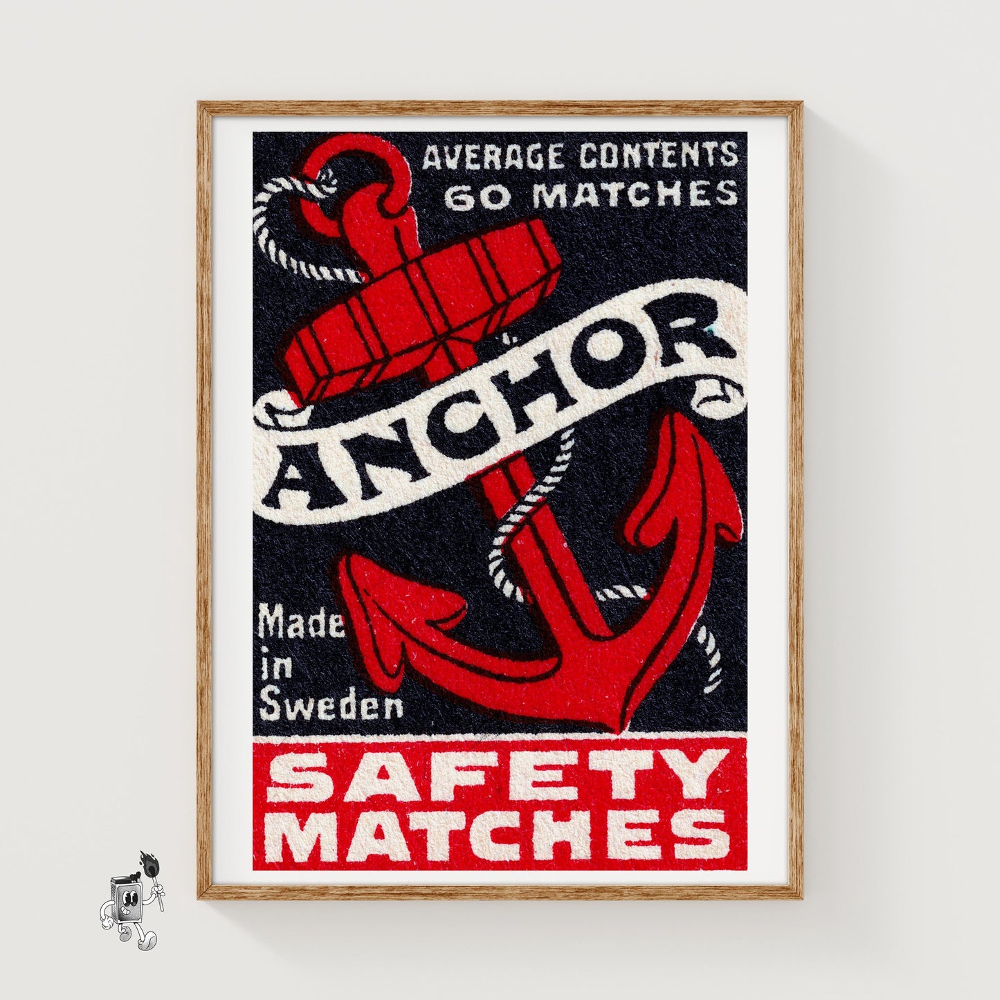 Red Anchor - vintage matchbox label print