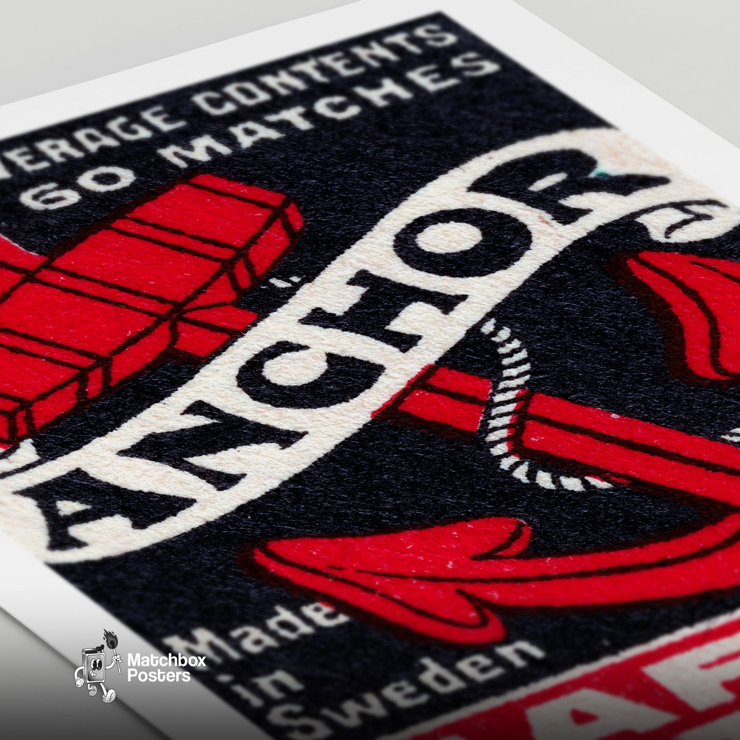 Red Anchor - vintage matchbox label print - close-up detail