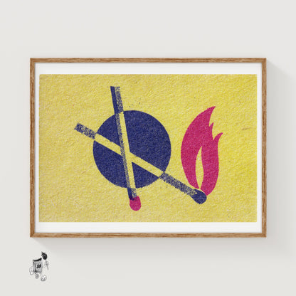 Crossed Matches - vintage matchbox label print