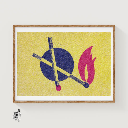 Crossed Matches - vintage matchbox label print