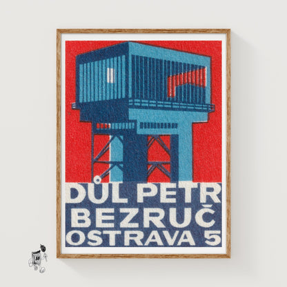 Industrial Building - vintage matchbox label print