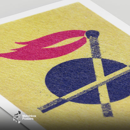 Crossed Matches - vintage matchbox label print - close-up detail