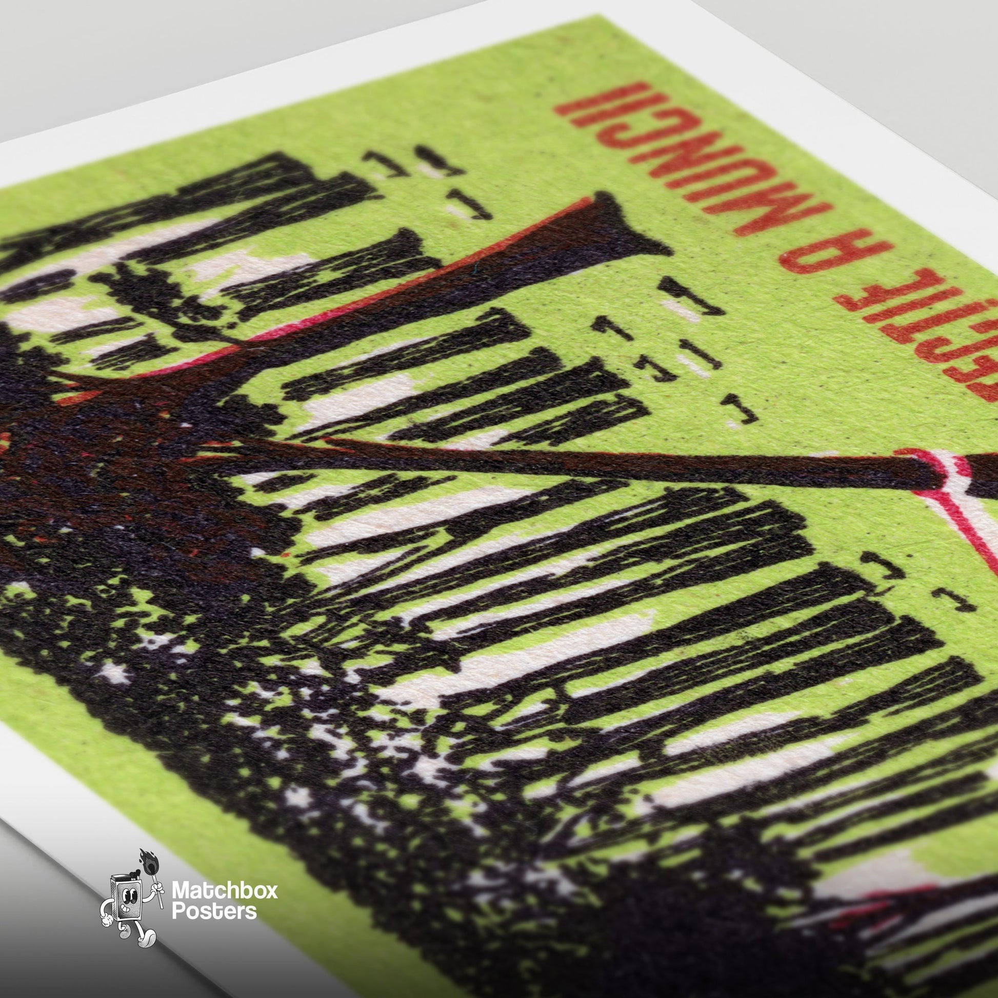 Worker Cutting Tree - vintage matchbox label print - close-up detail