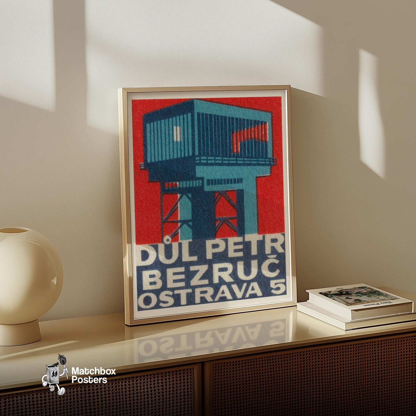 Industrial Building - vintage matchbox label print - size comparison