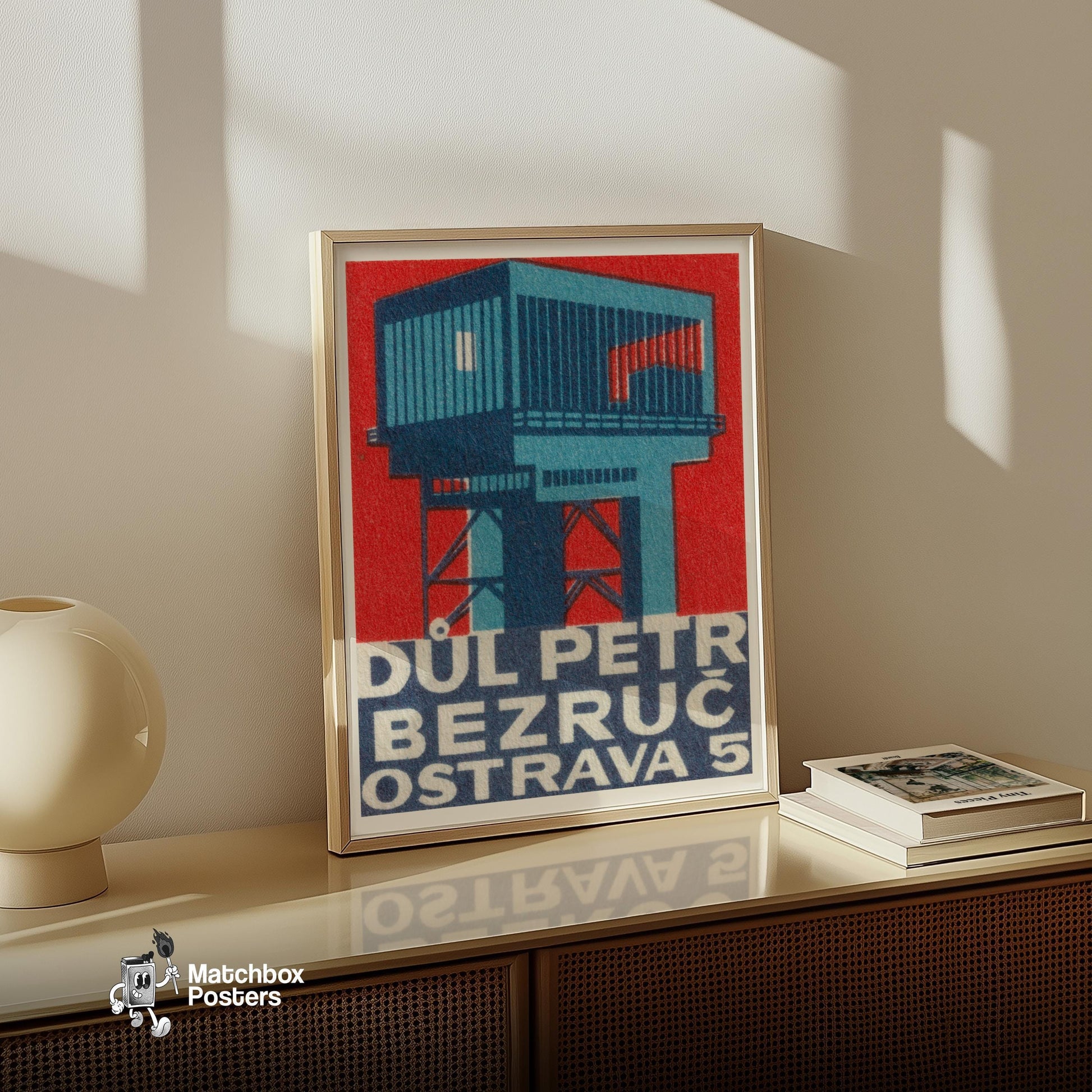 Industrial Building - vintage matchbox label print - size comparison
