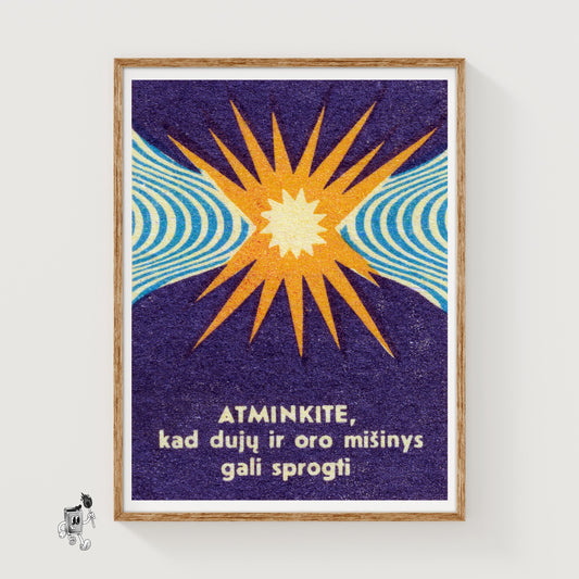 Gas and Air May Explode - vintage matchbox label print