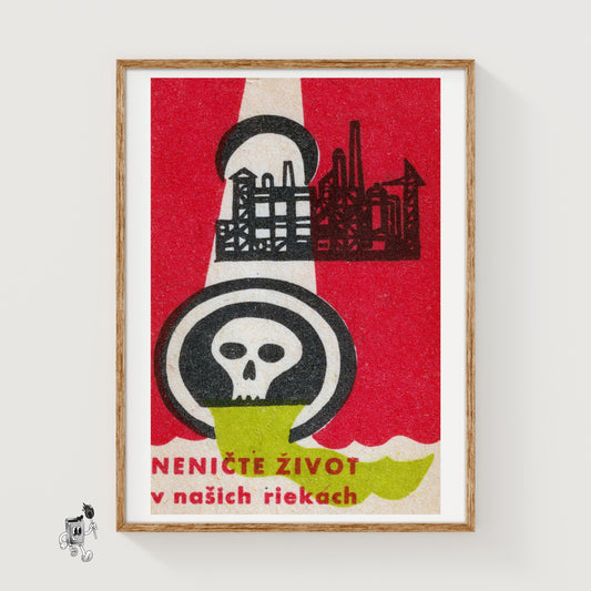 Industrial Buildings - vintage matchbox label print