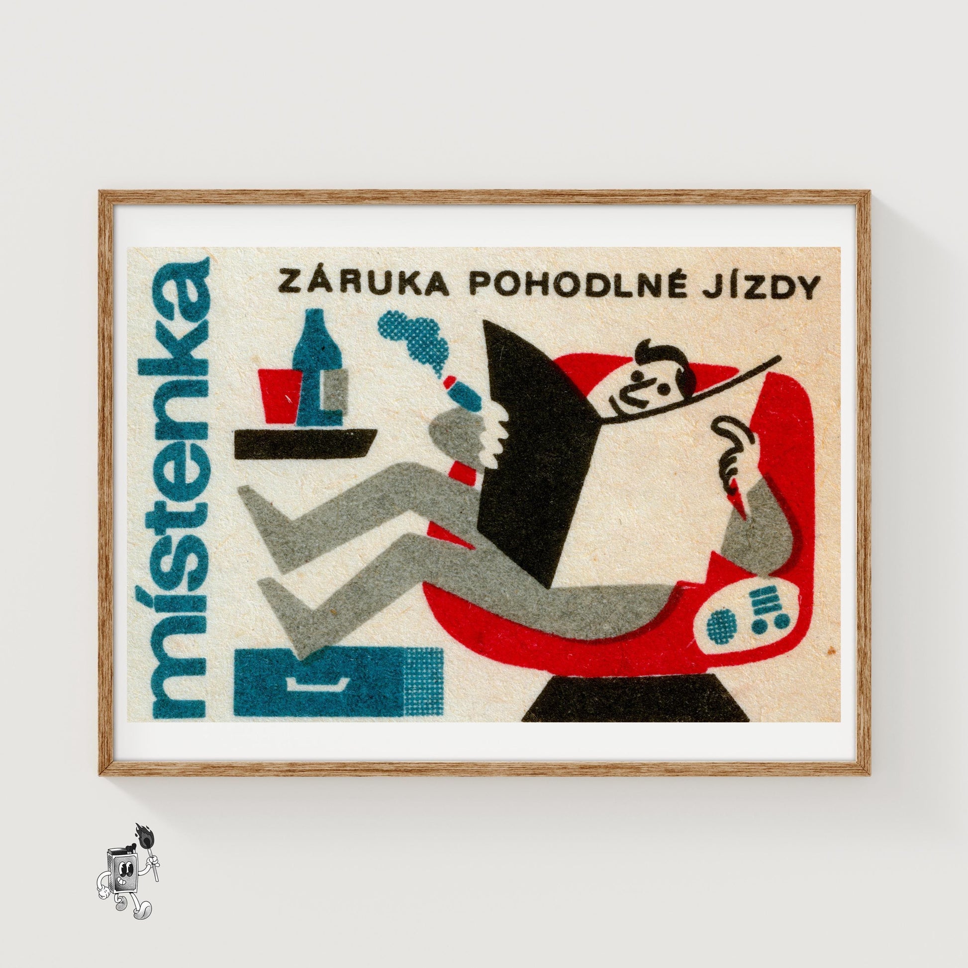 Relaxing Man - vintage matchbox label print