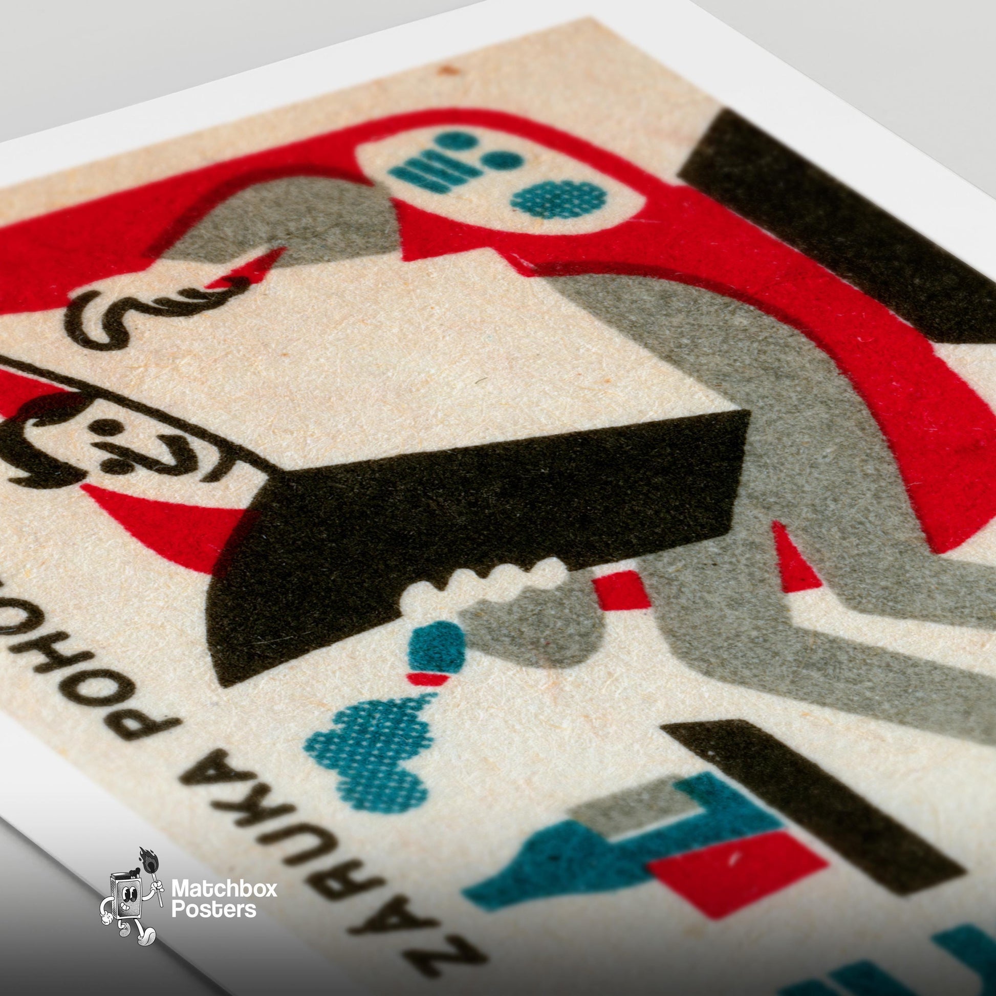 Relaxing Man - vintage matchbox label print - close-up detail