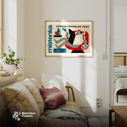 Relaxing Man - vintage matchbox label print - living room mockup