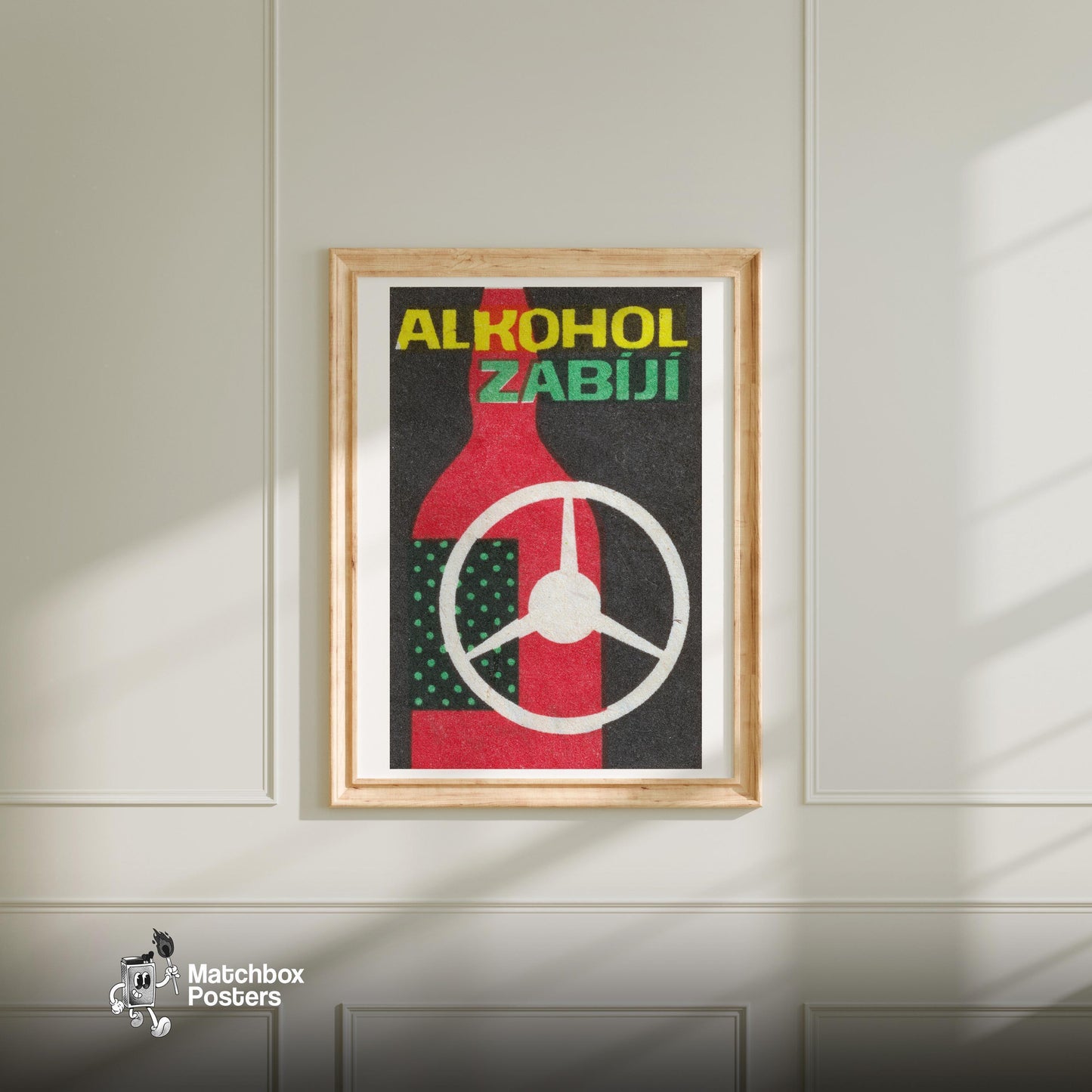 Anti-Drunk Driving Advertisement - vintage matchbox label print - bedroom mockup