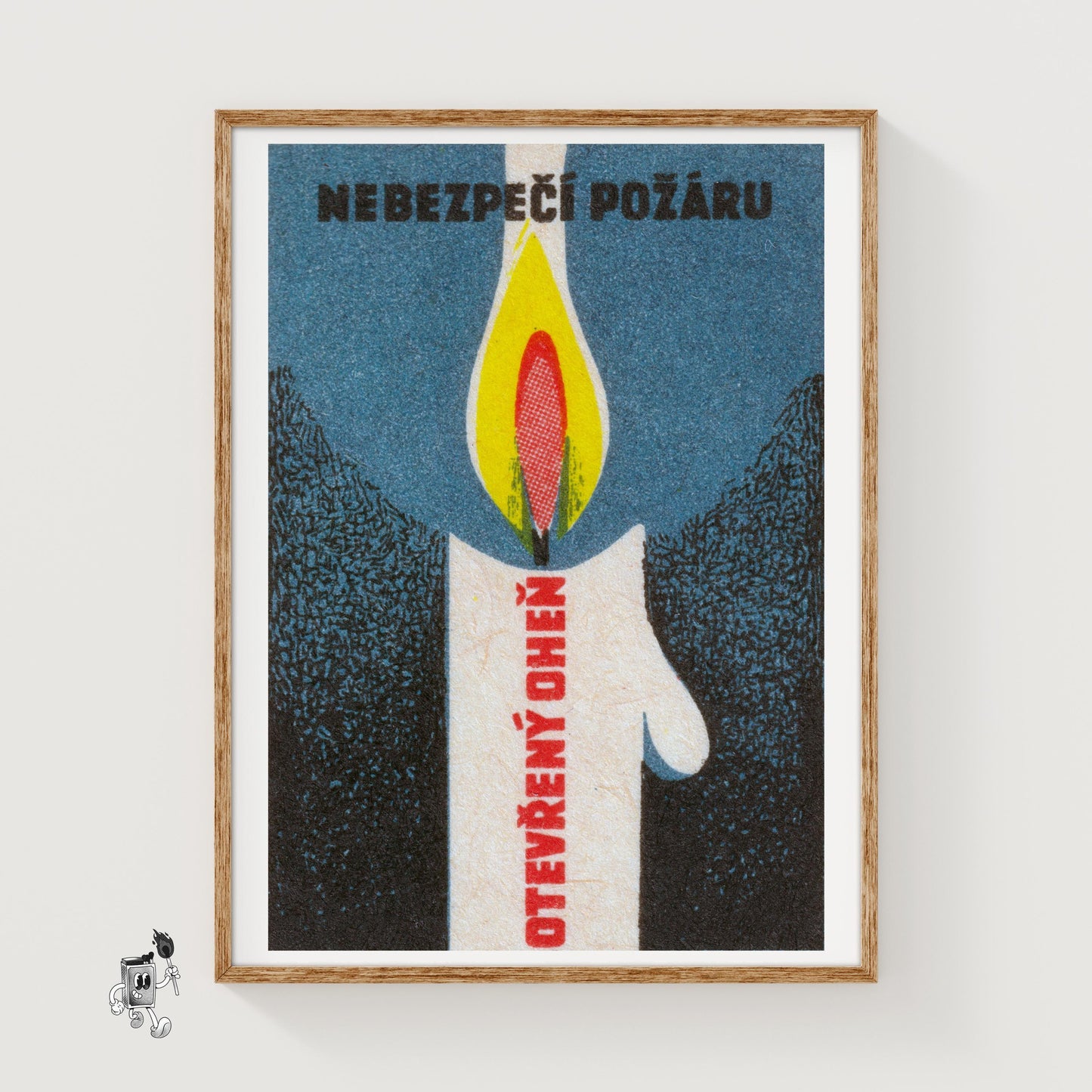 Lit Match Fire Safety - vintage matchbox label print