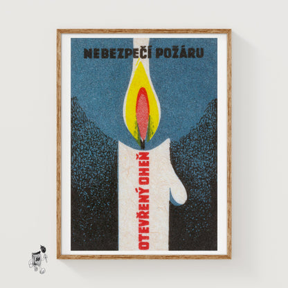 Lit Match Fire Safety - vintage matchbox label print