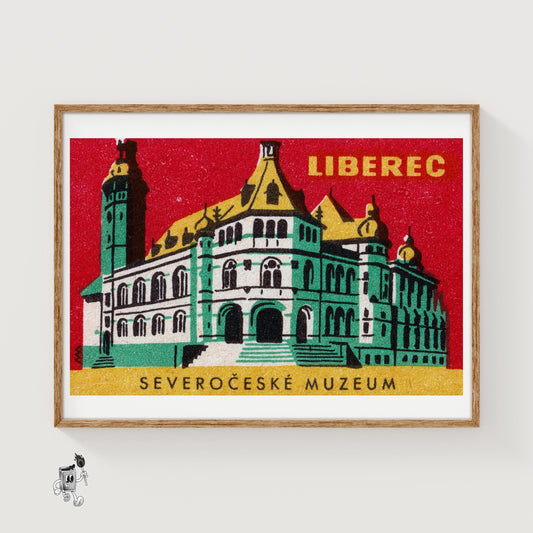 Severočeské Muzeum - vintage matchbox label print