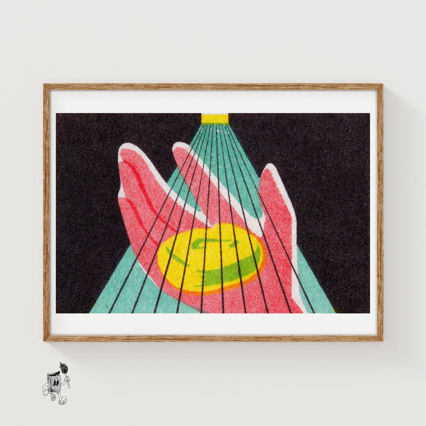 Washing Hands with Soap - vintage matchbox label print