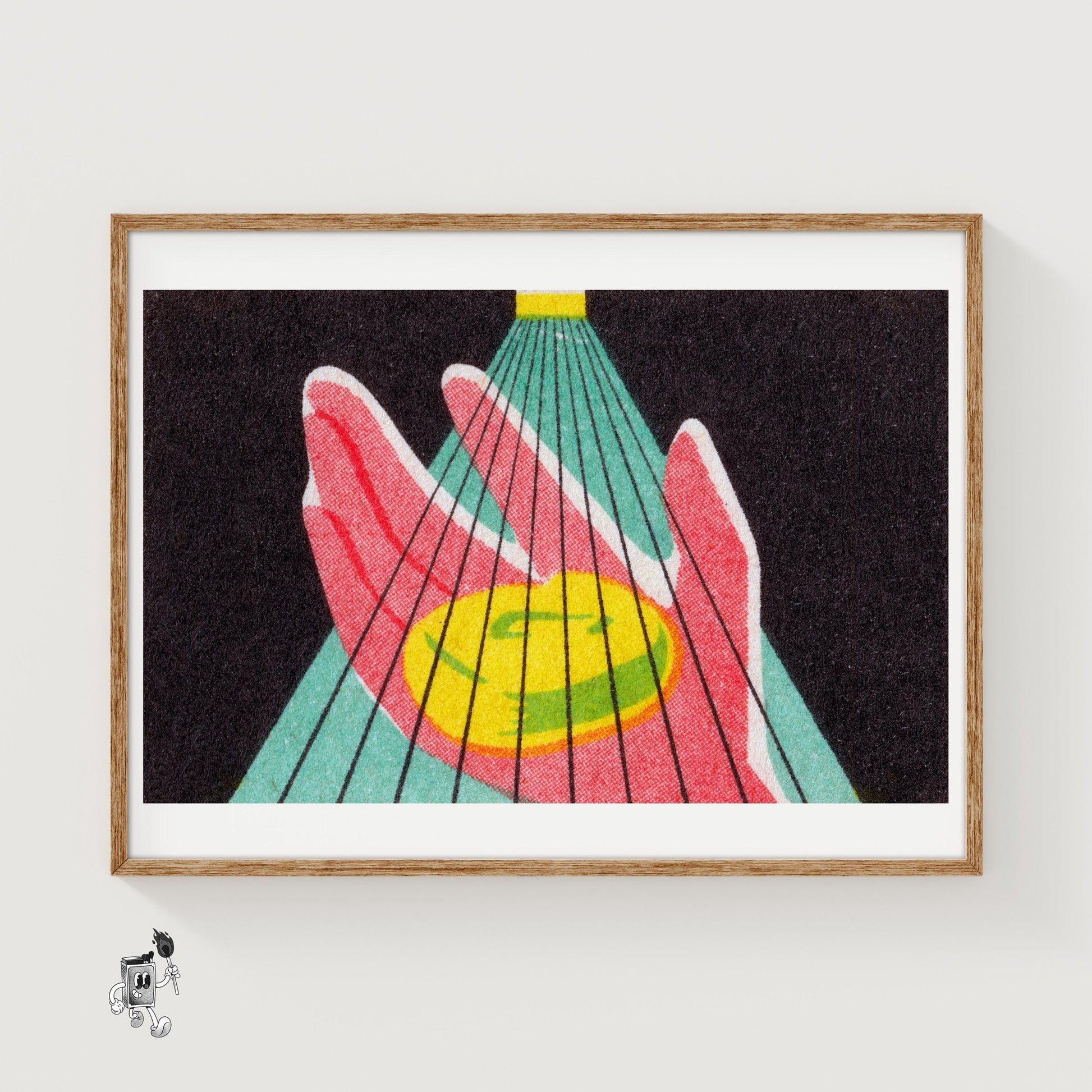 Washing Hands with Soap - vintage matchbox label print