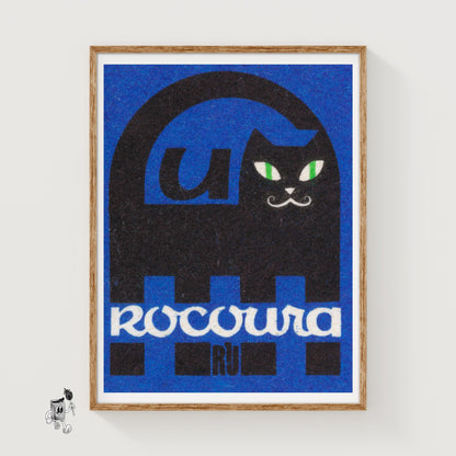 Black Cat - vintage matchbox label print