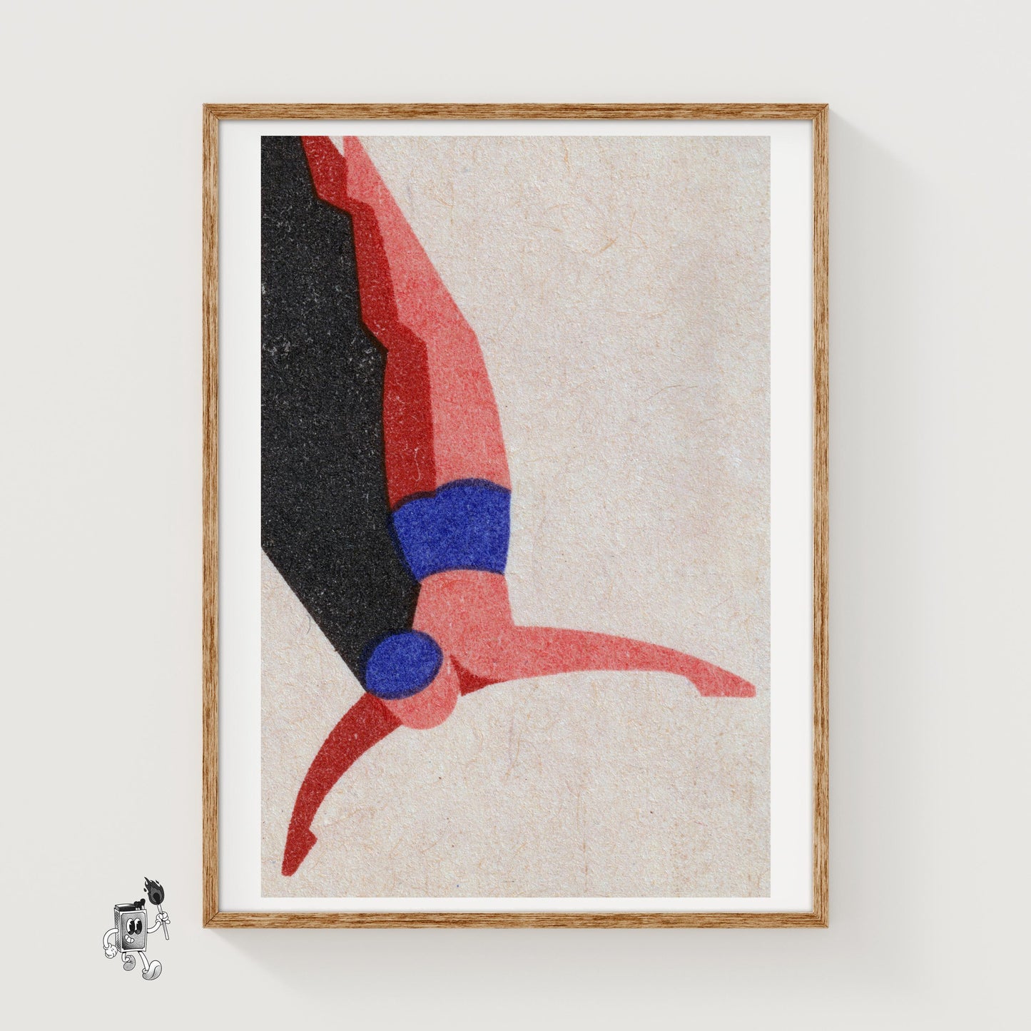 Diving Man - vintage matchbox label print