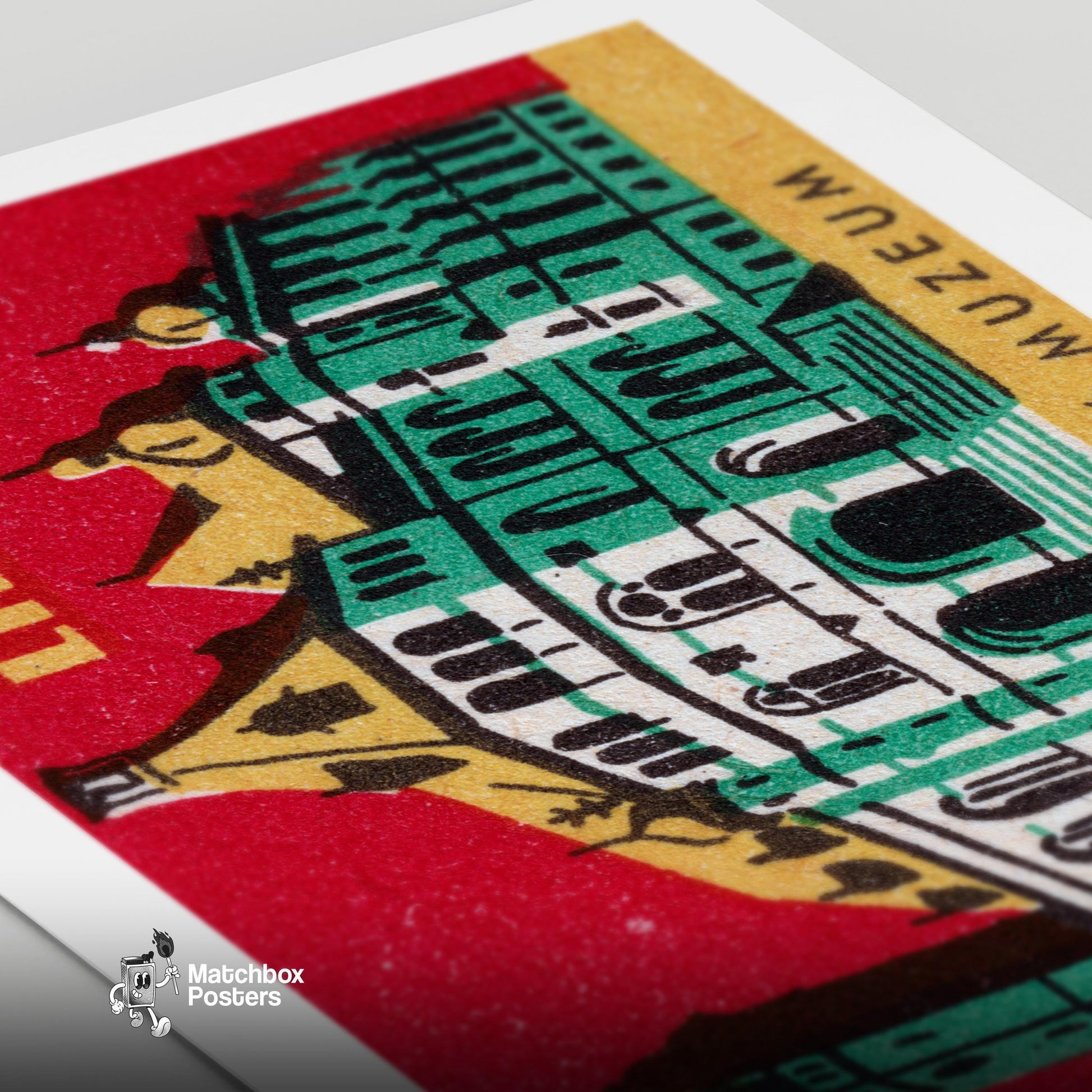 Severočeské Muzeum - vintage matchbox label print - close-up detail