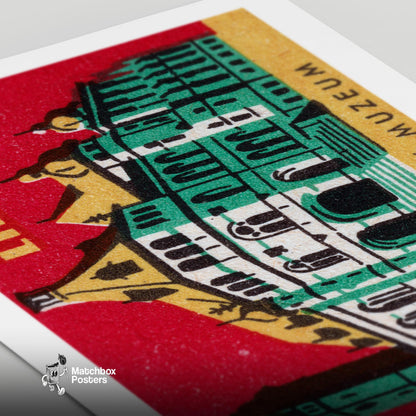 Severočeské Muzeum - vintage matchbox label print - close-up detail