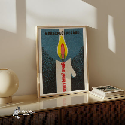 Lit Match Fire Safety - vintage matchbox label print - size comparison