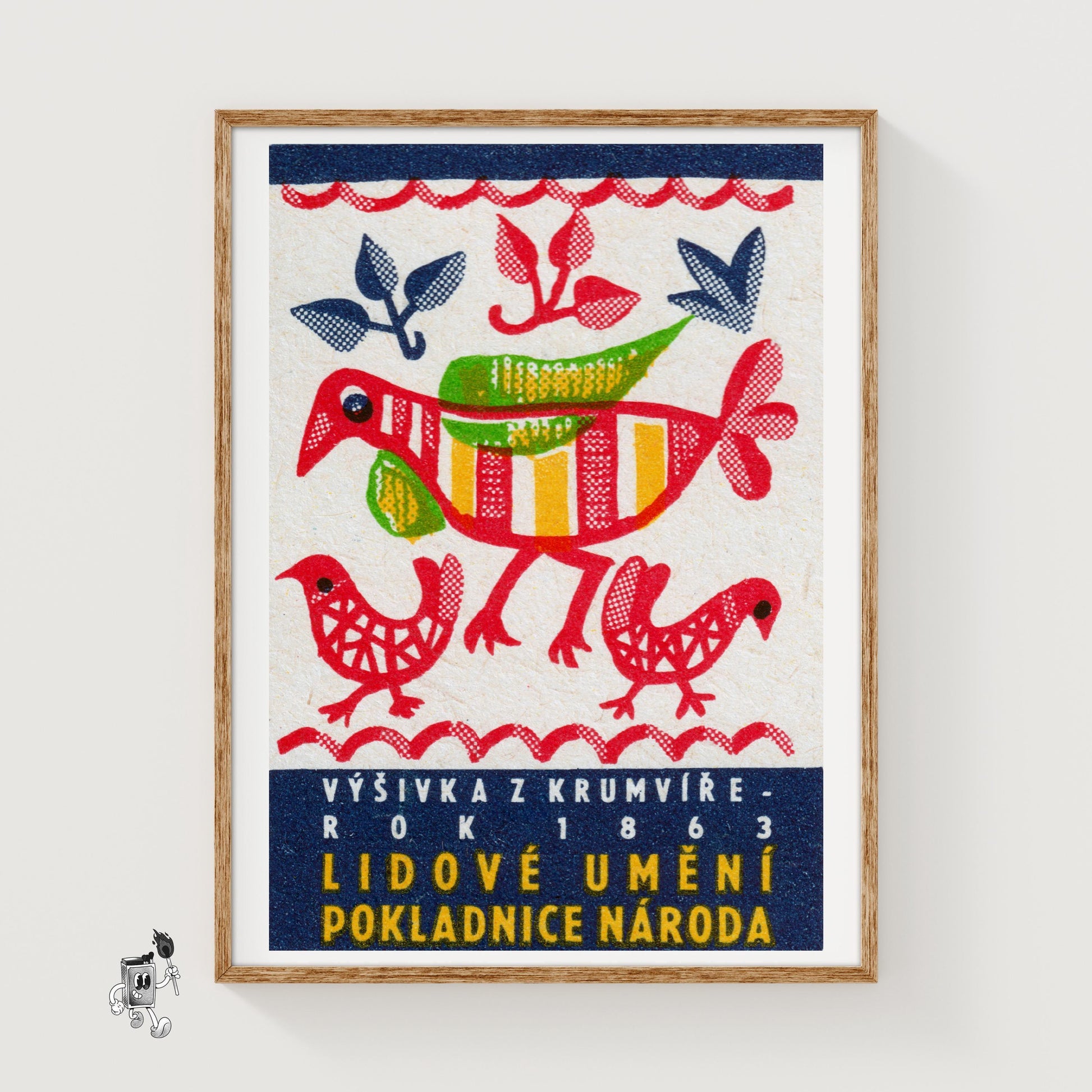 Stylized Red - vintage matchbox label print