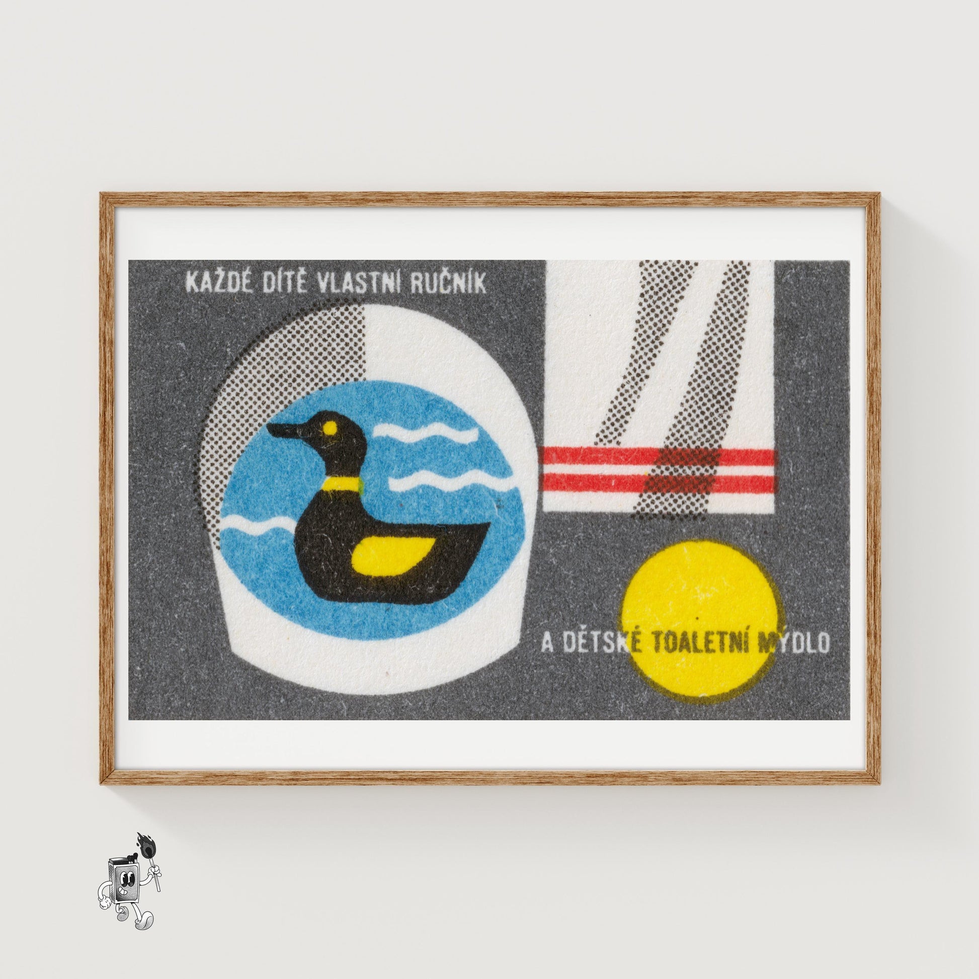 Duck in Bucket - vintage matchbox label print