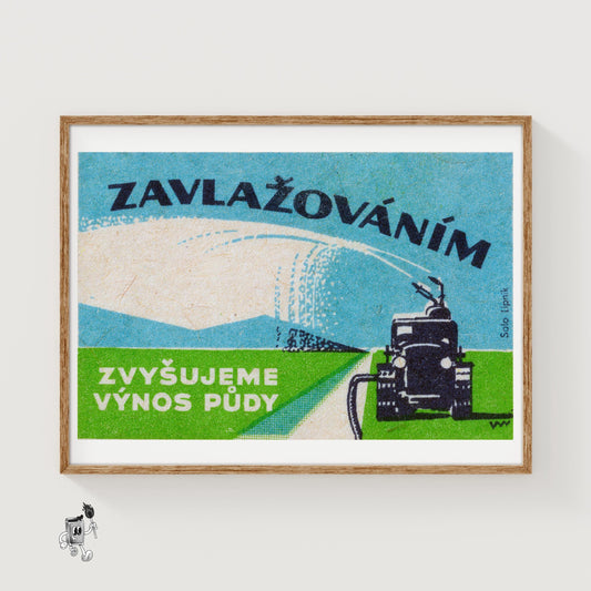 Tractor Irrigation - vintage matchbox label print
