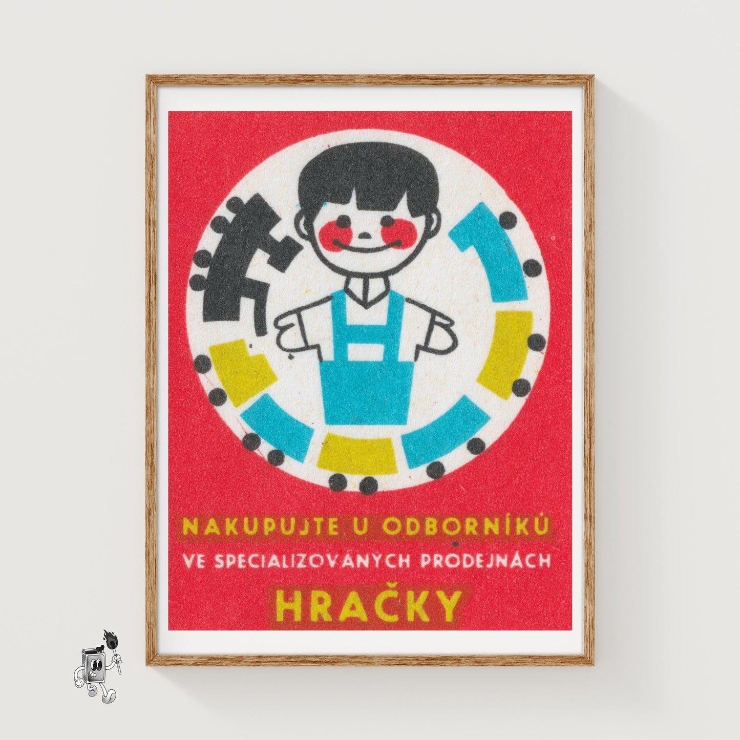 Boy with Train - vintage matchbox label print