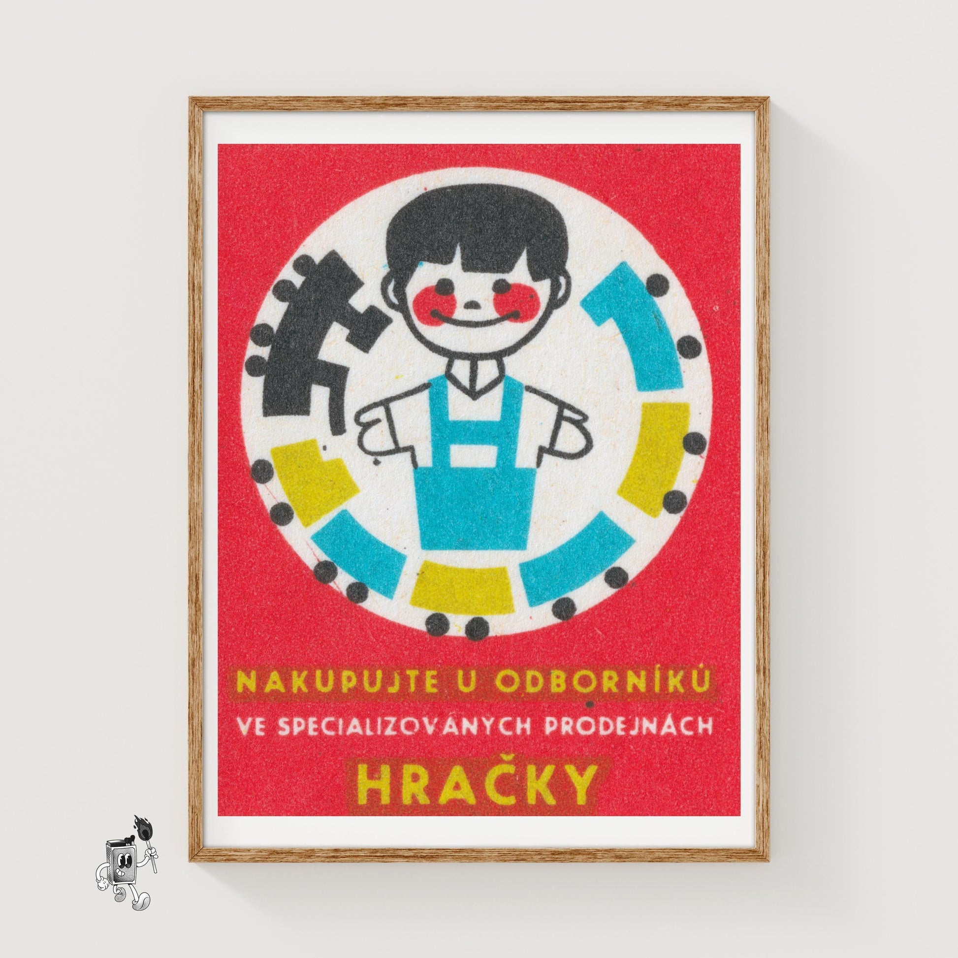 Boy with Train - vintage matchbox label print