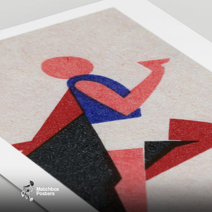 Stylized Runner - vintage matchbox label print - close-up detail