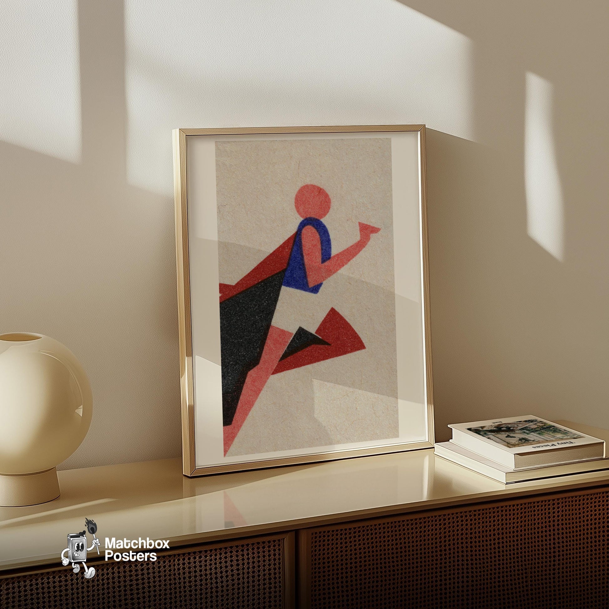 Stylized Runner - vintage matchbox label print - size comparison