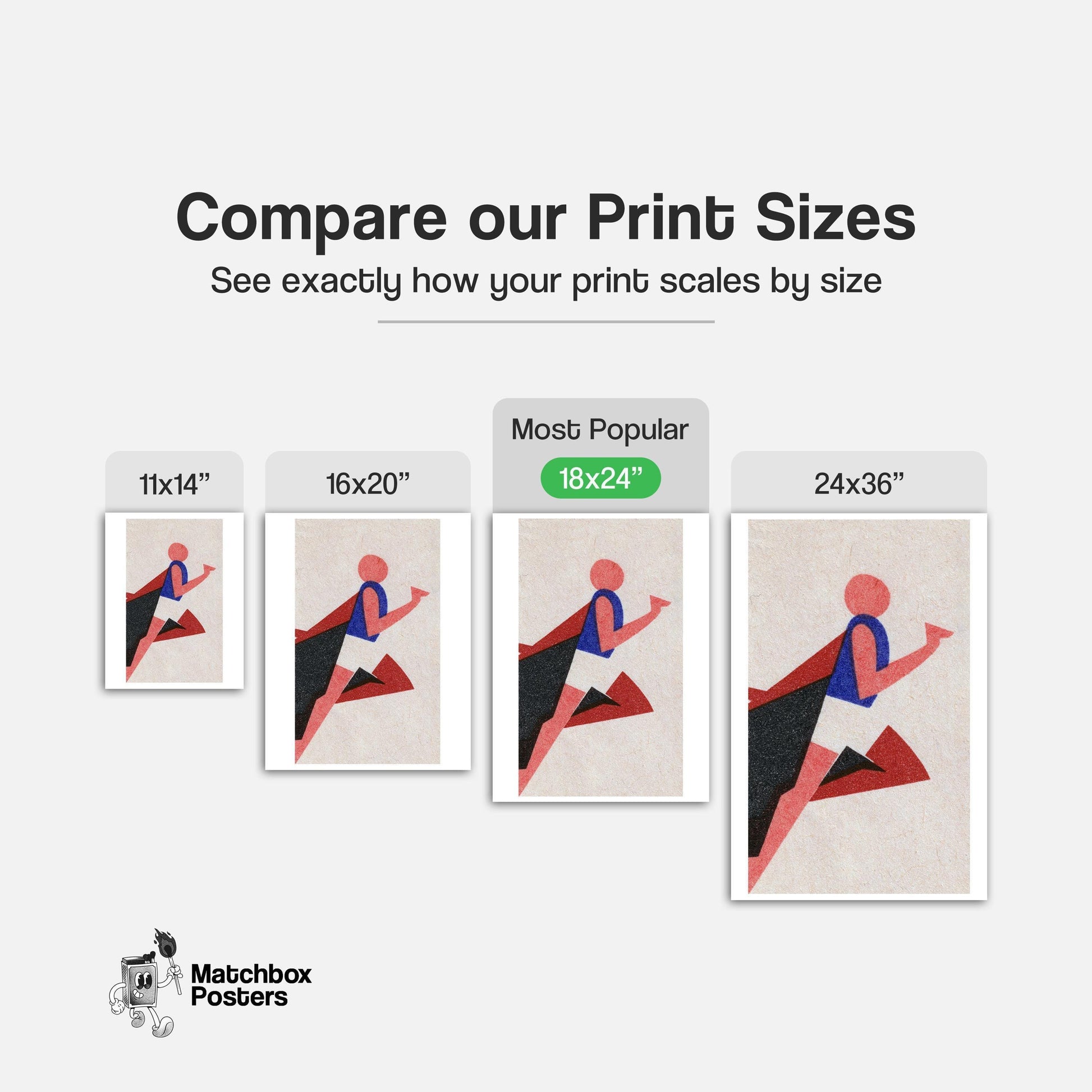 Stylized Runner - vintage matchbox label print - gallery wall preview