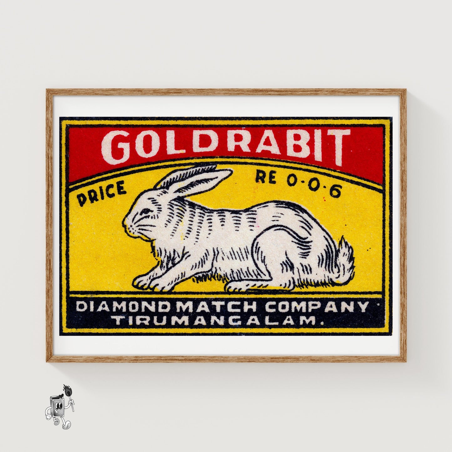 White Rabbit - vintage matchbox label print