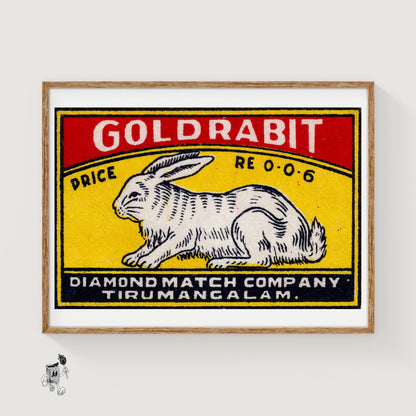 White Rabbit - vintage matchbox label print