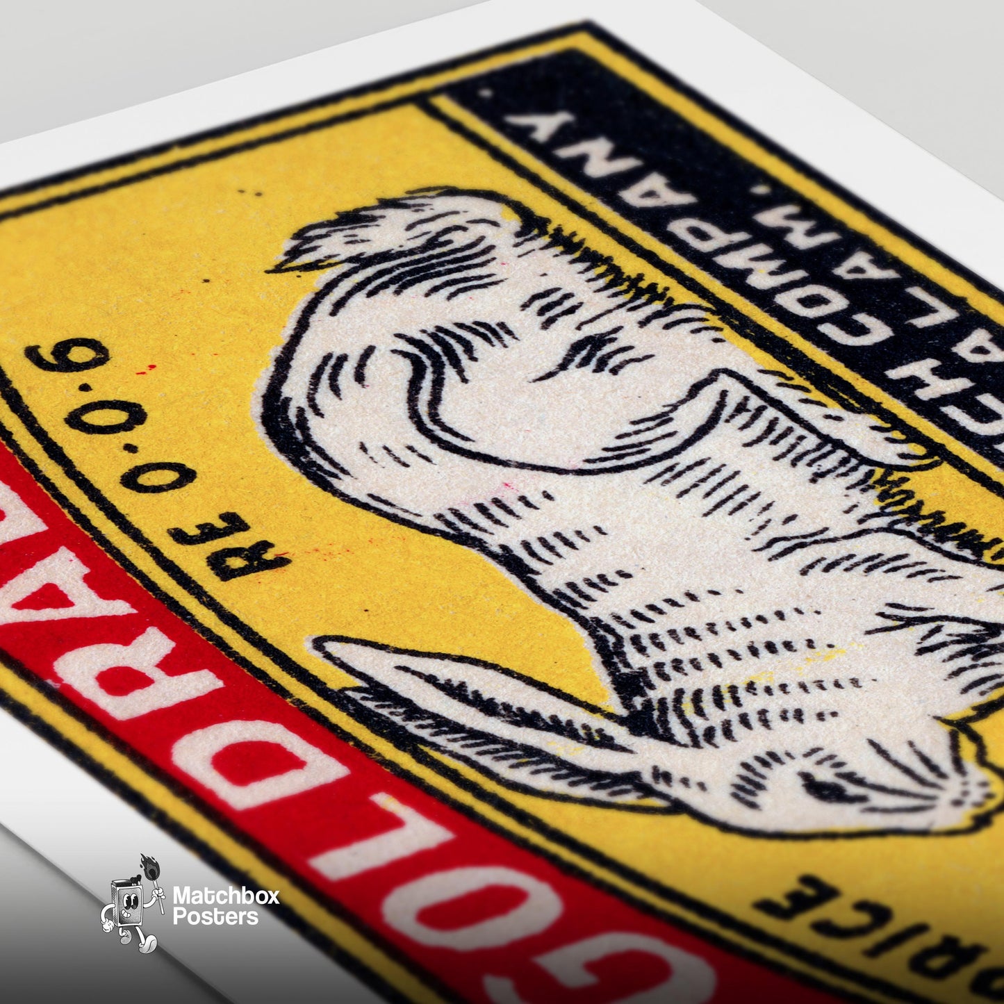 White Rabbit - vintage matchbox label print - close-up detail