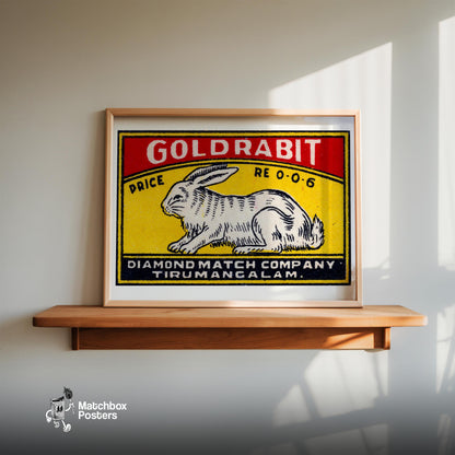 White Rabbit - vintage matchbox label print - size comparison