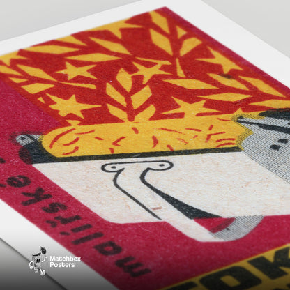 Wheat Collection Machine - vintage matchbox label print - close-up detail