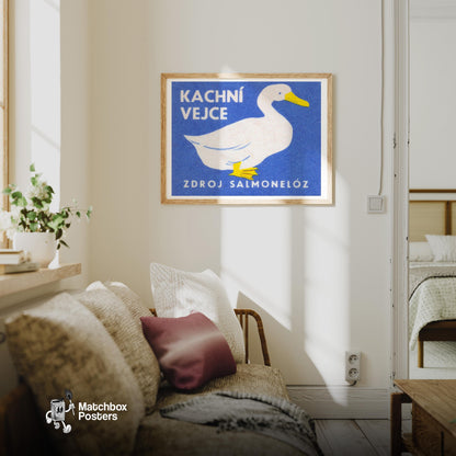 White Duck - vintage matchbox label print - living room mockup