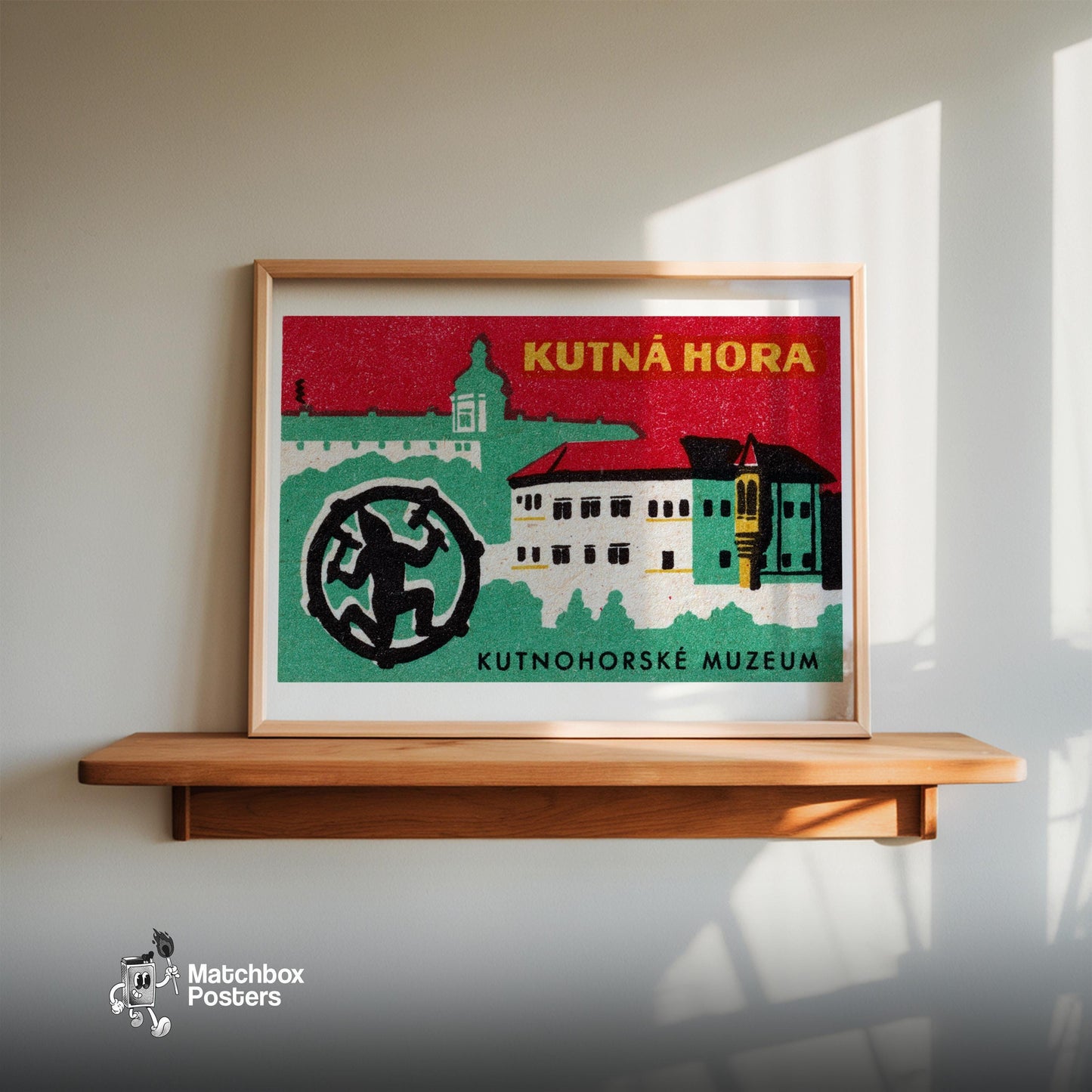 Kutná Hora Museum - vintage matchbox label print - size comparison