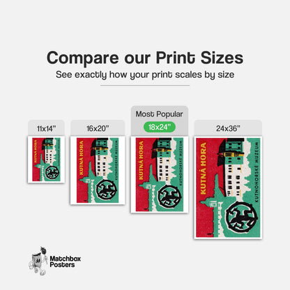 Kutná Hora Museum - vintage matchbox label print - gallery wall preview