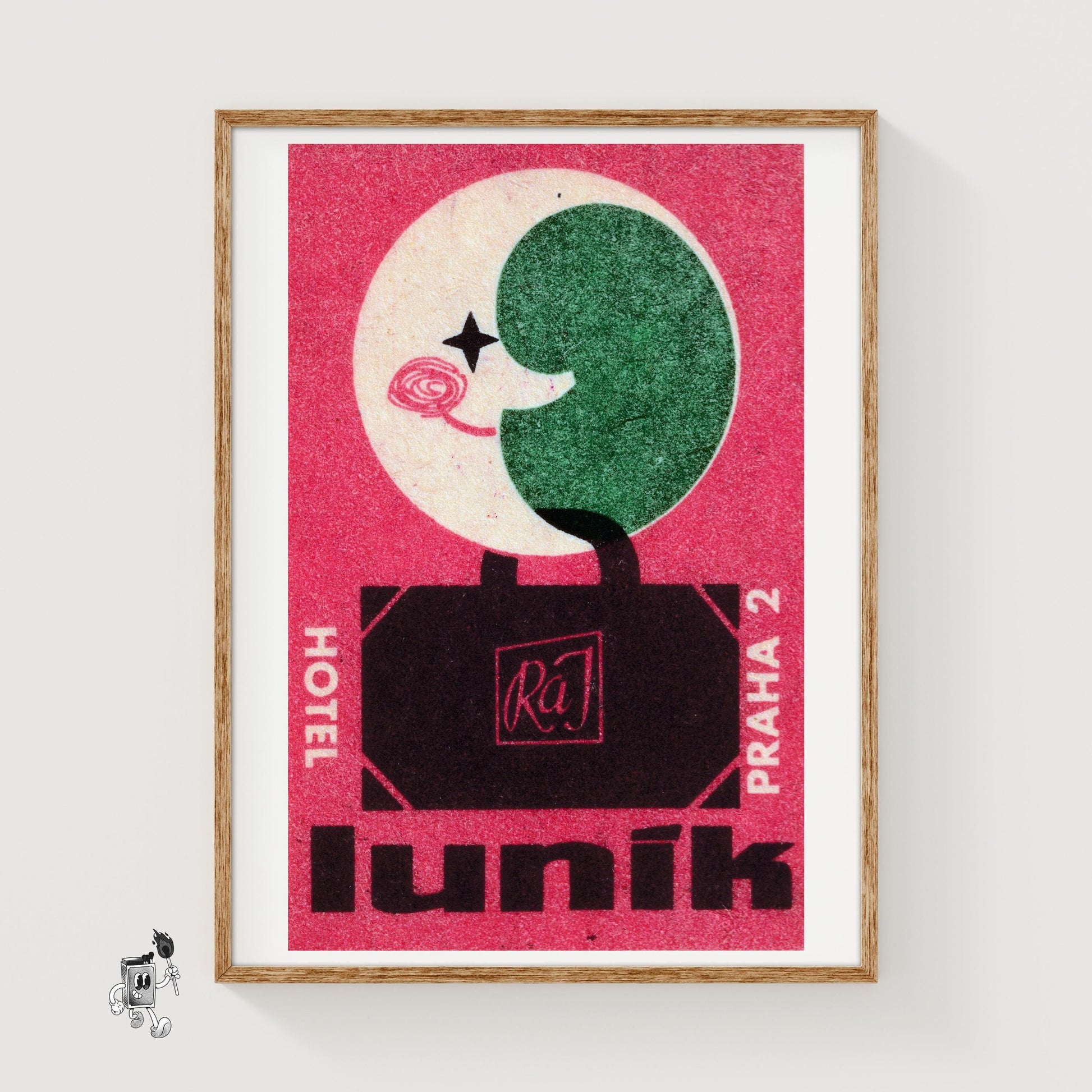 Moon Hotel - vintage matchbox label print