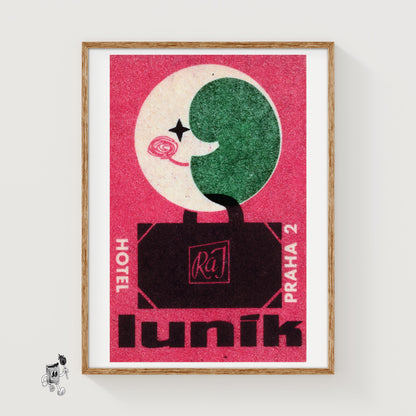 Moon Hotel - vintage matchbox label print