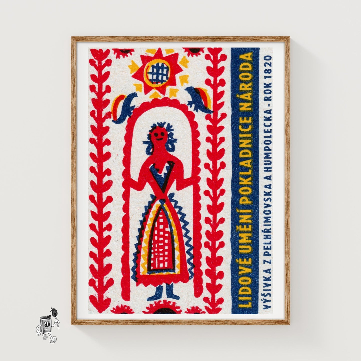 Folk Girl - vintage matchbox label print