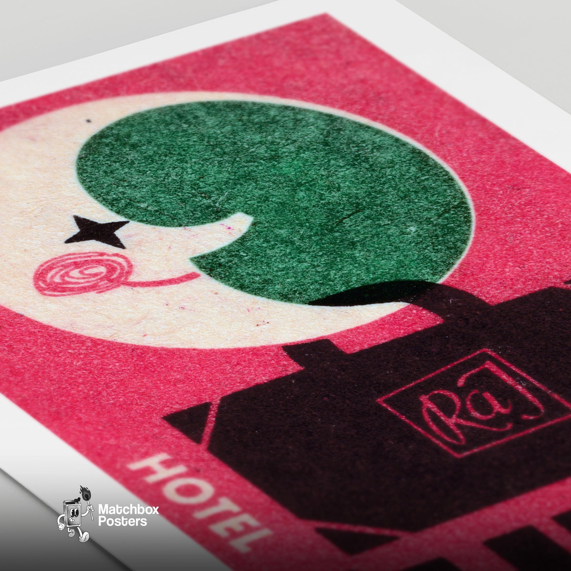 Moon Hotel - vintage matchbox label print - close-up detail