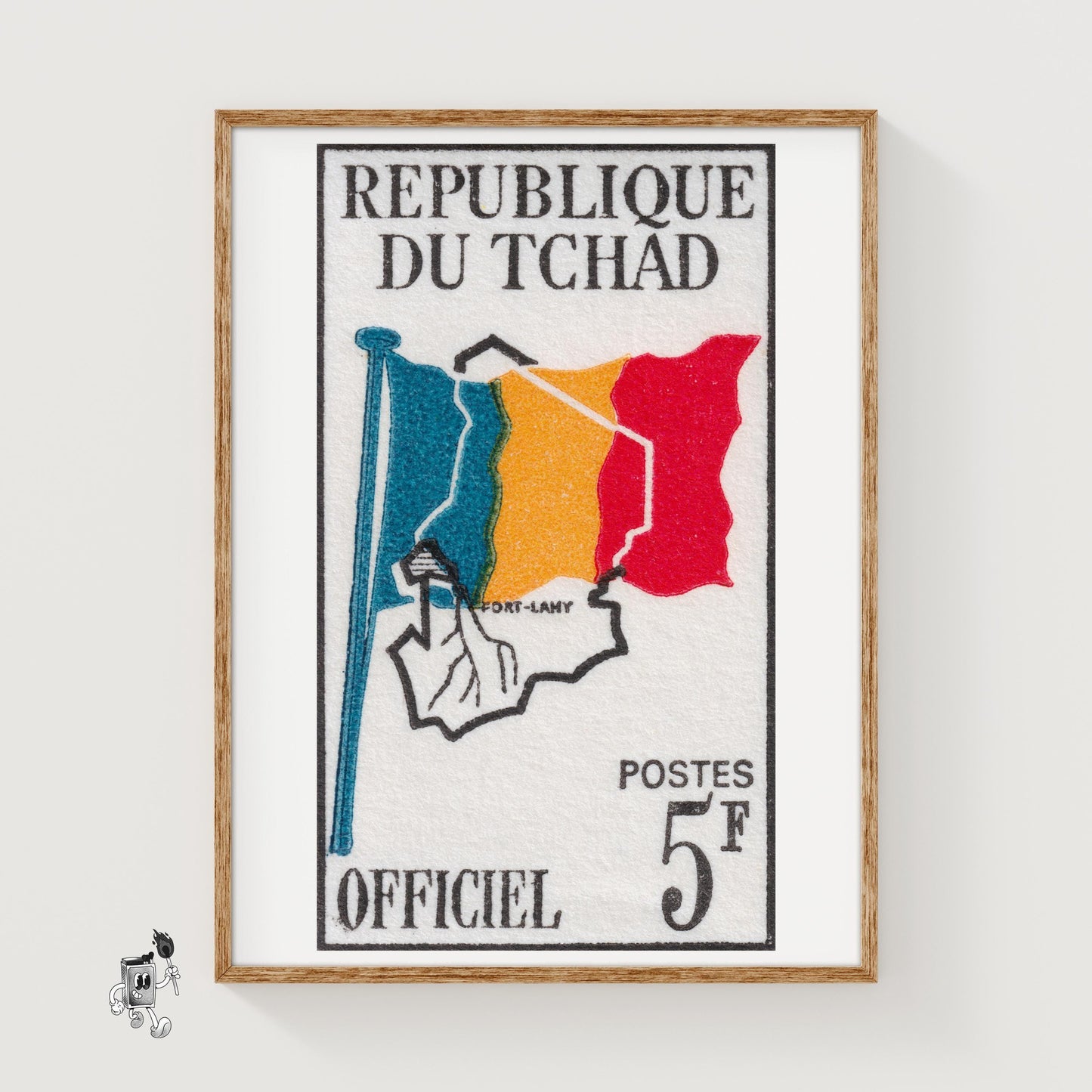 Chad Independence - vintage matchbox label print