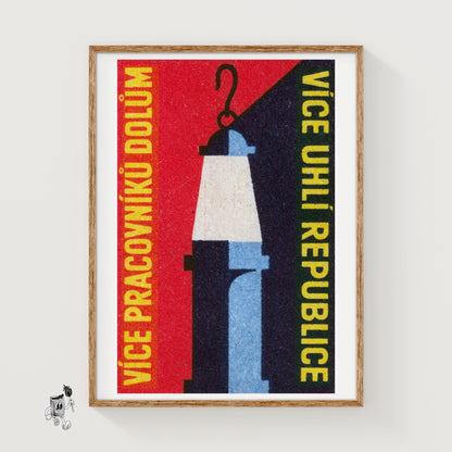 Miner's Lamp - vintage matchbox label print